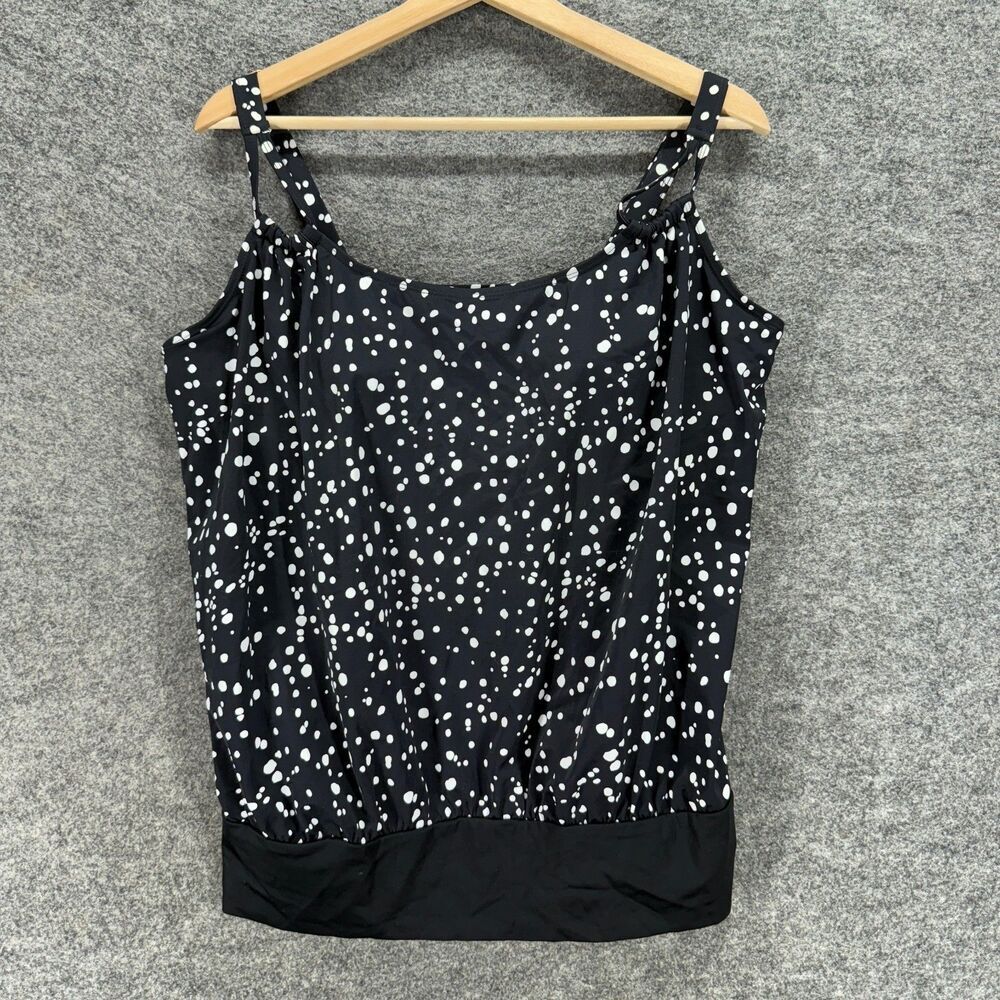 Unbranded Tankini Top Women 20 Plus Black Polka Dot Push Up Sleeveless Lined